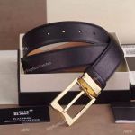 MONTBLANC Gold buckle with Black Leather Belt - Montblanc AAA Quality